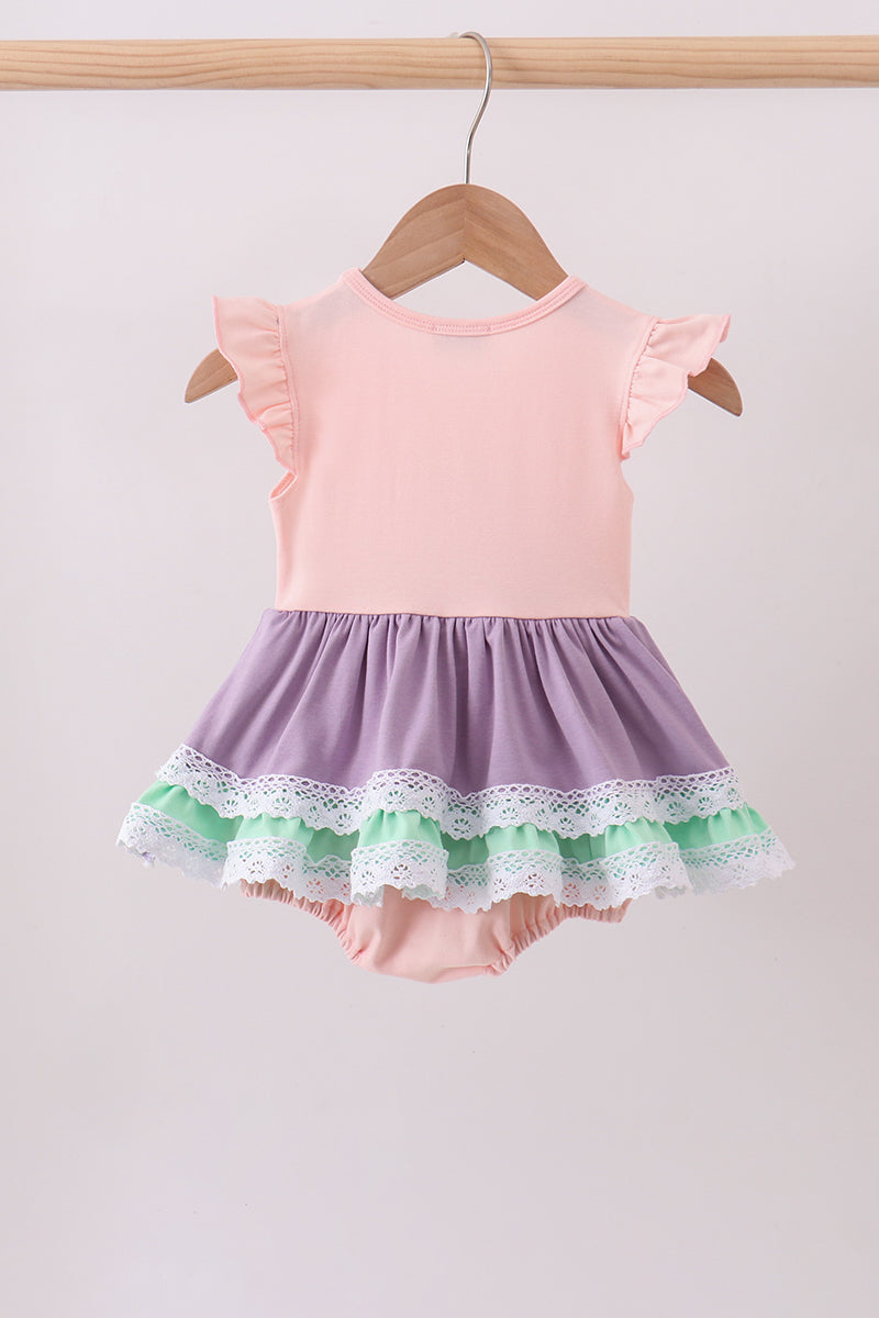 Purple lace rainbow ruffle bubble