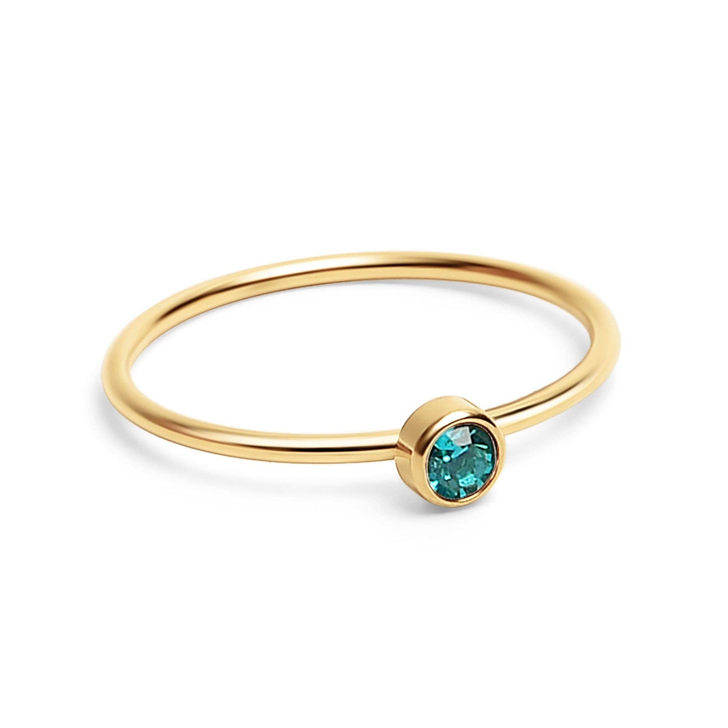 18K Gold PVD Stainless Steel Birthstone Stacking Ring