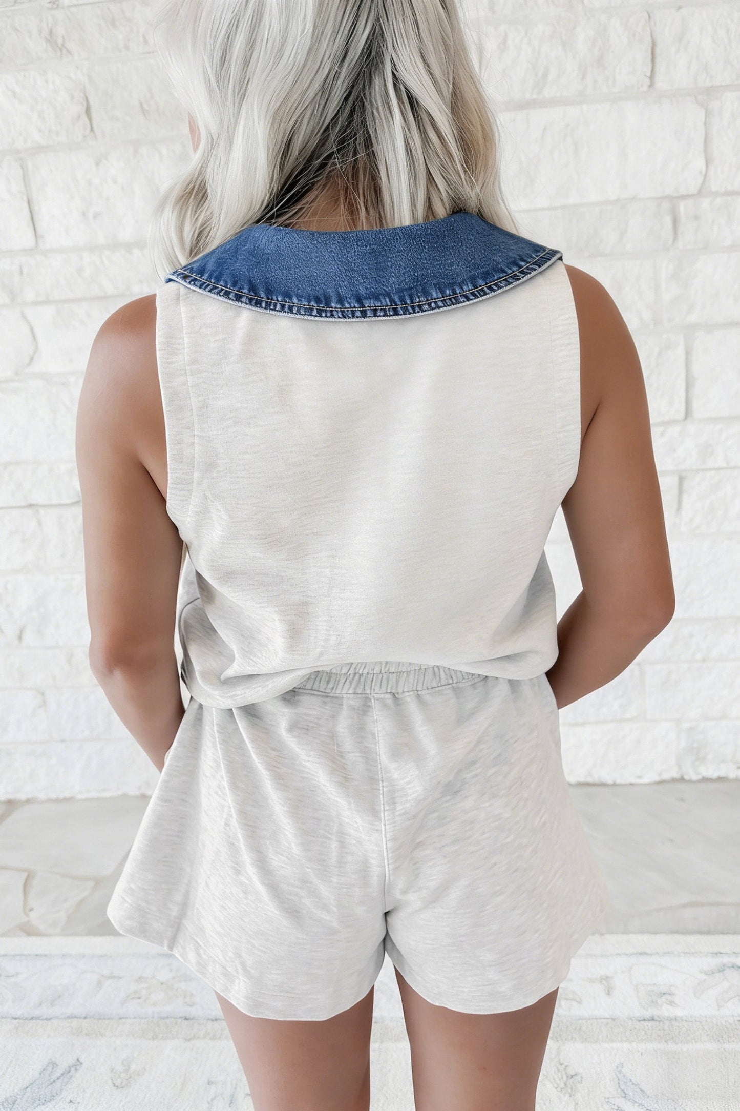 Denim Polo Romper