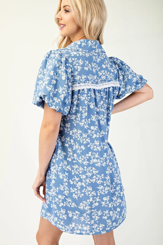 Floral Puff Sleeve Mini Dress