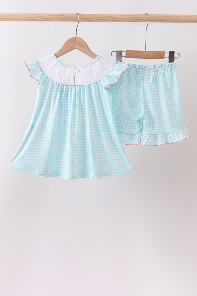 Blue Umbrella Smocked Set