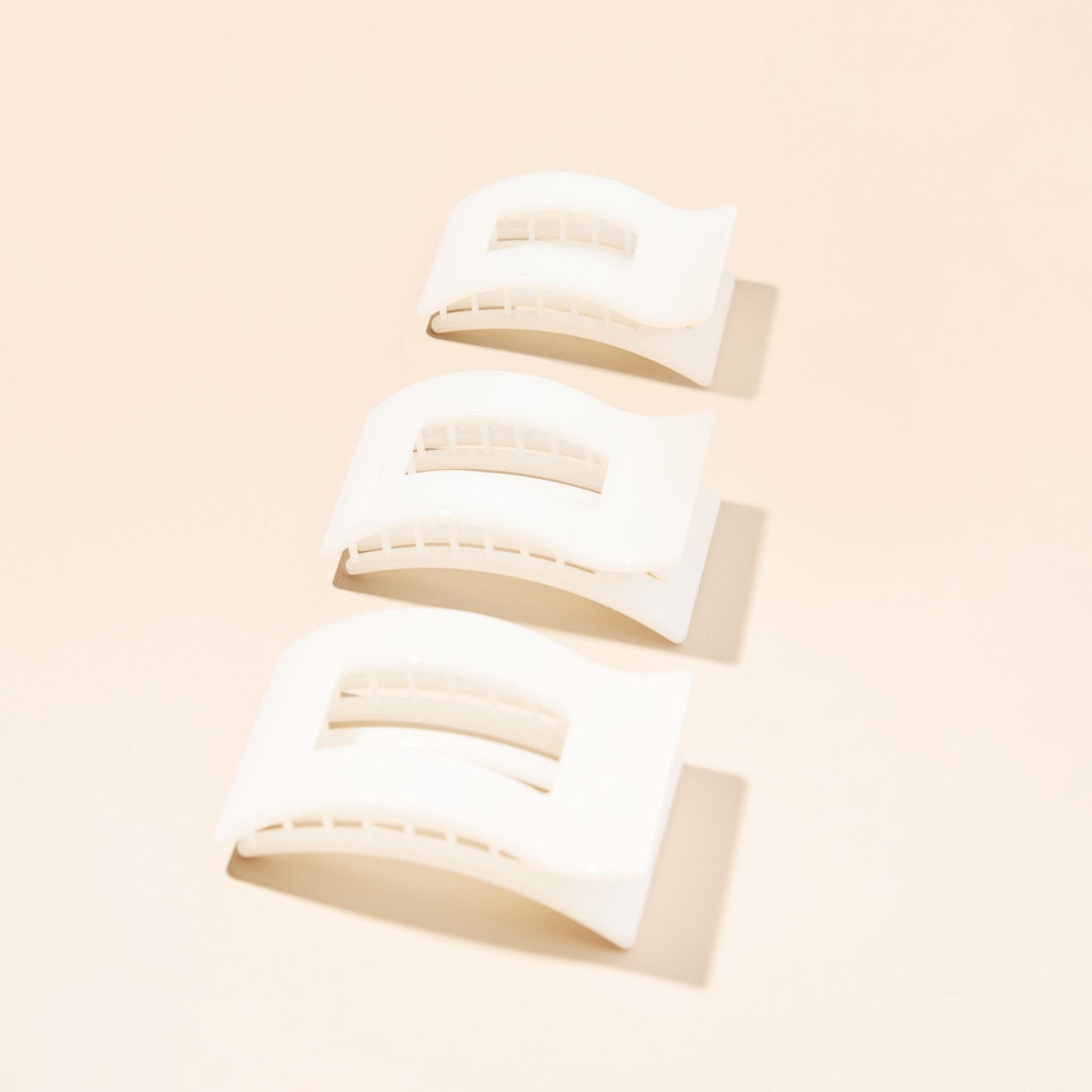 Coconut White Medium Flat Rectangle Hair Clip