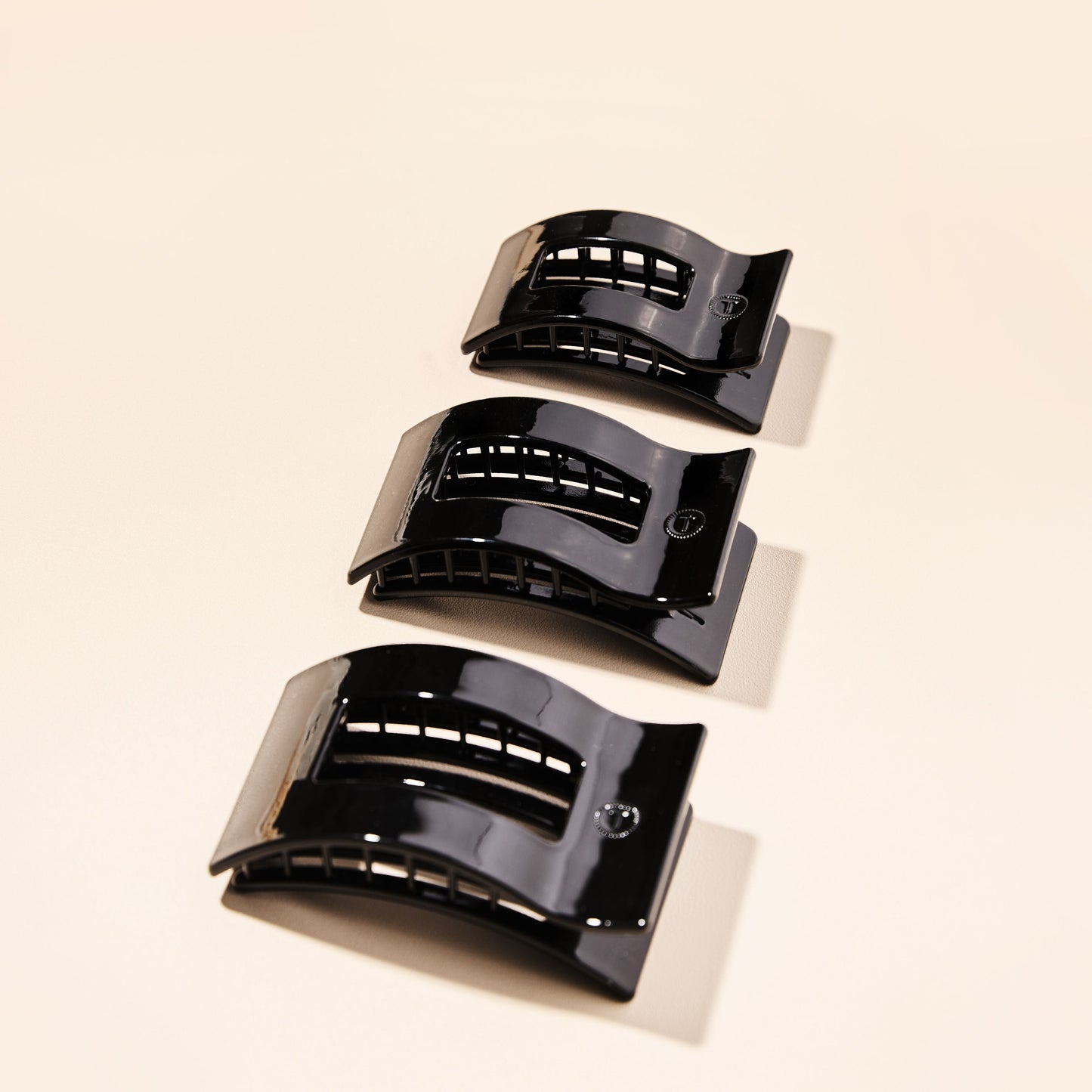 Jet Black Medium Flat Rectangle Hair Clip