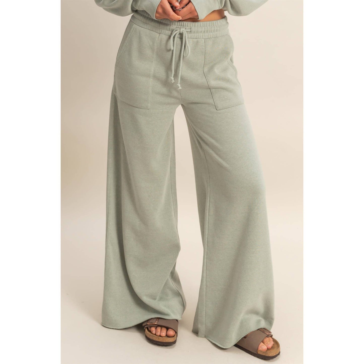 Burnout French Terry Wide-Leg Pants