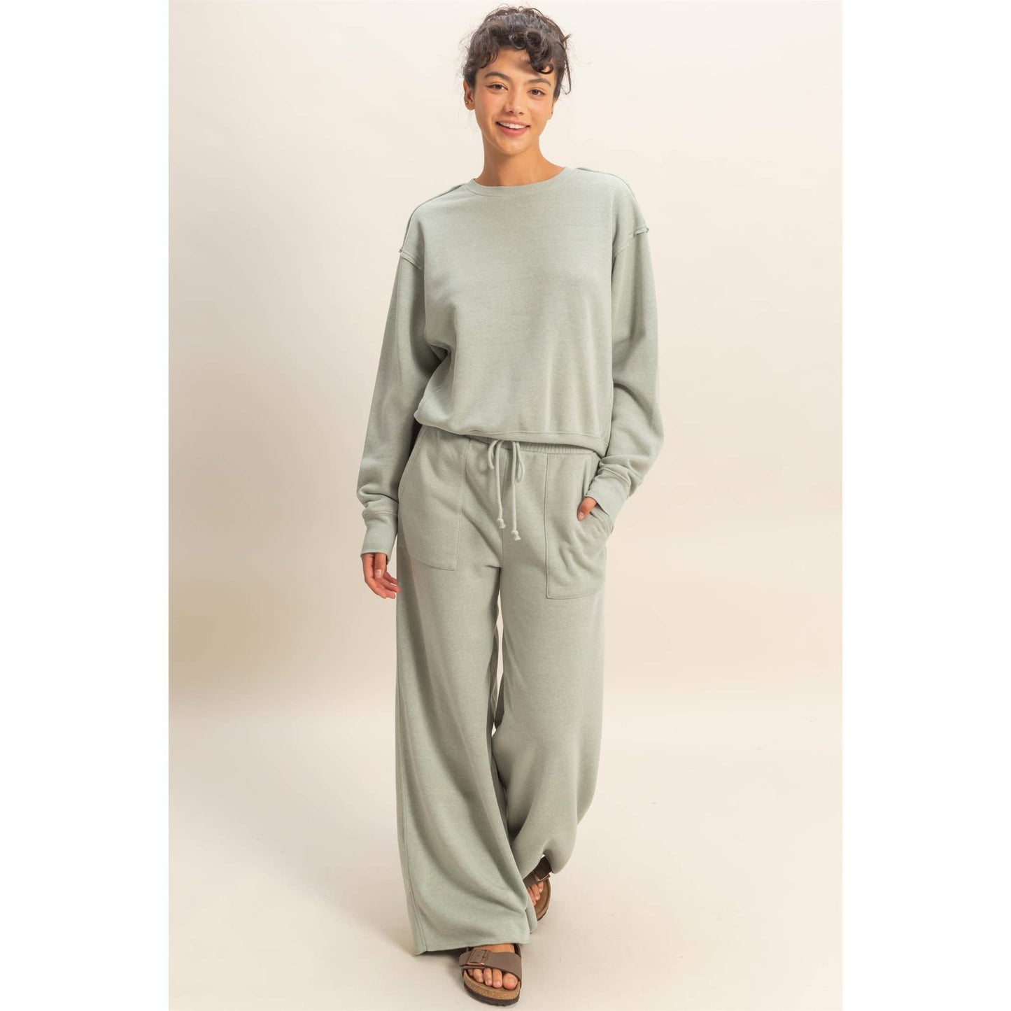 Burnout French Terry Wide-Leg Pants