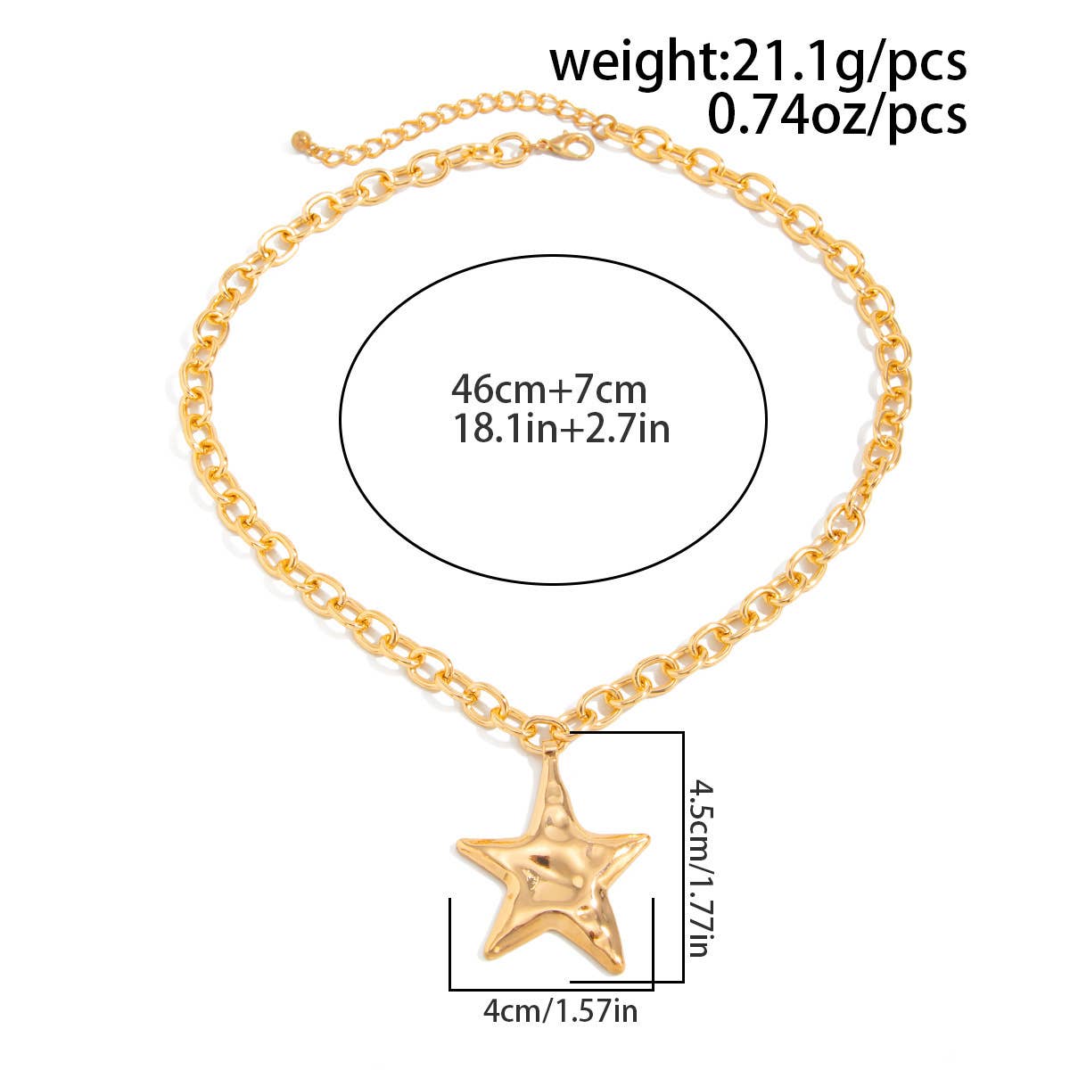 Golden Star Charm Chain Necklace