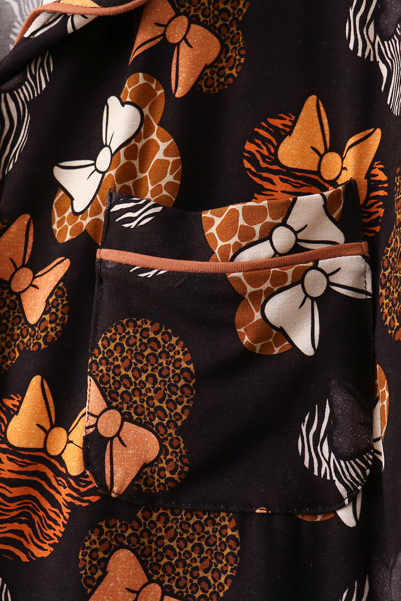 Brown character bamboo pajama set