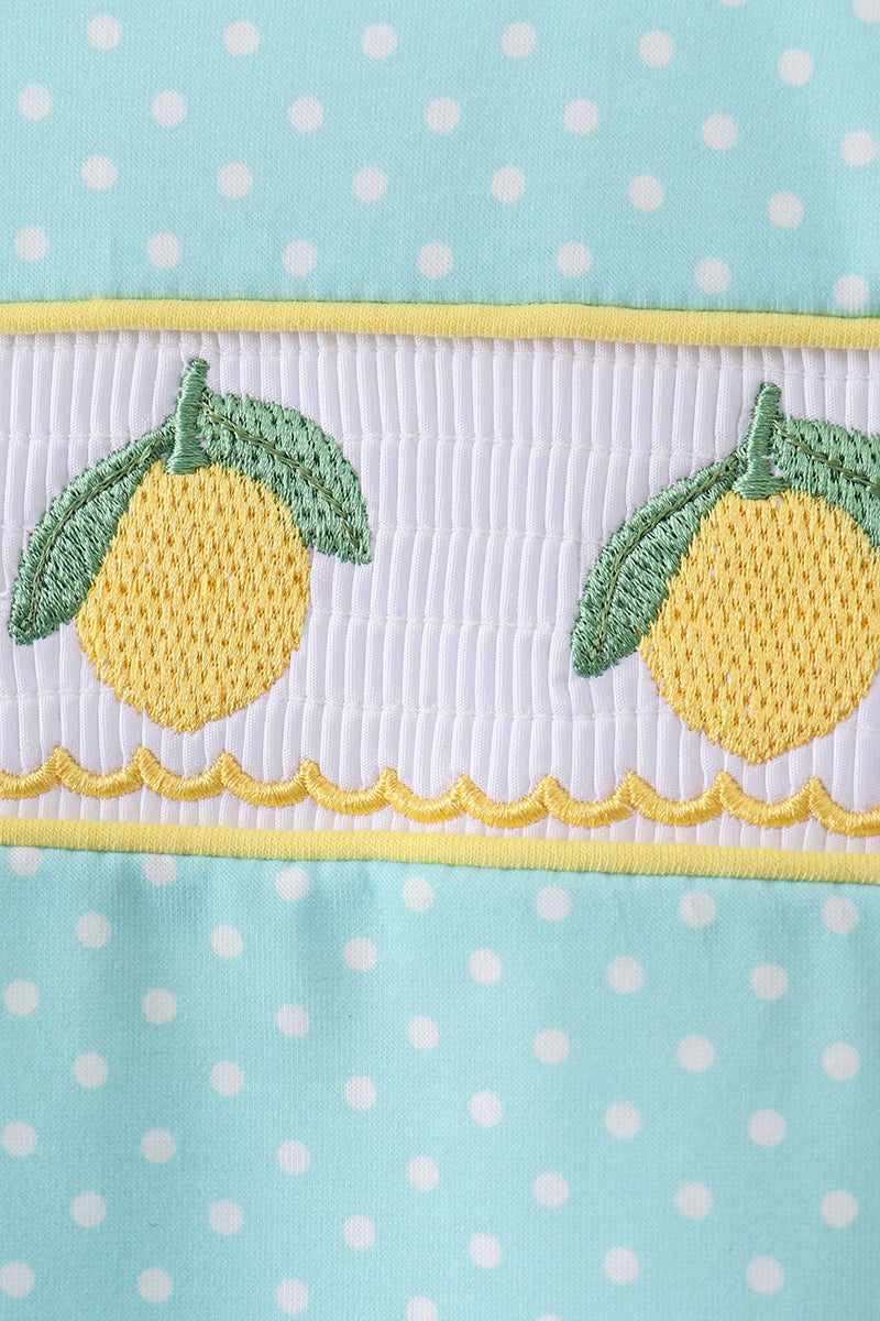 Summer lemon smocked bow bloomer set
