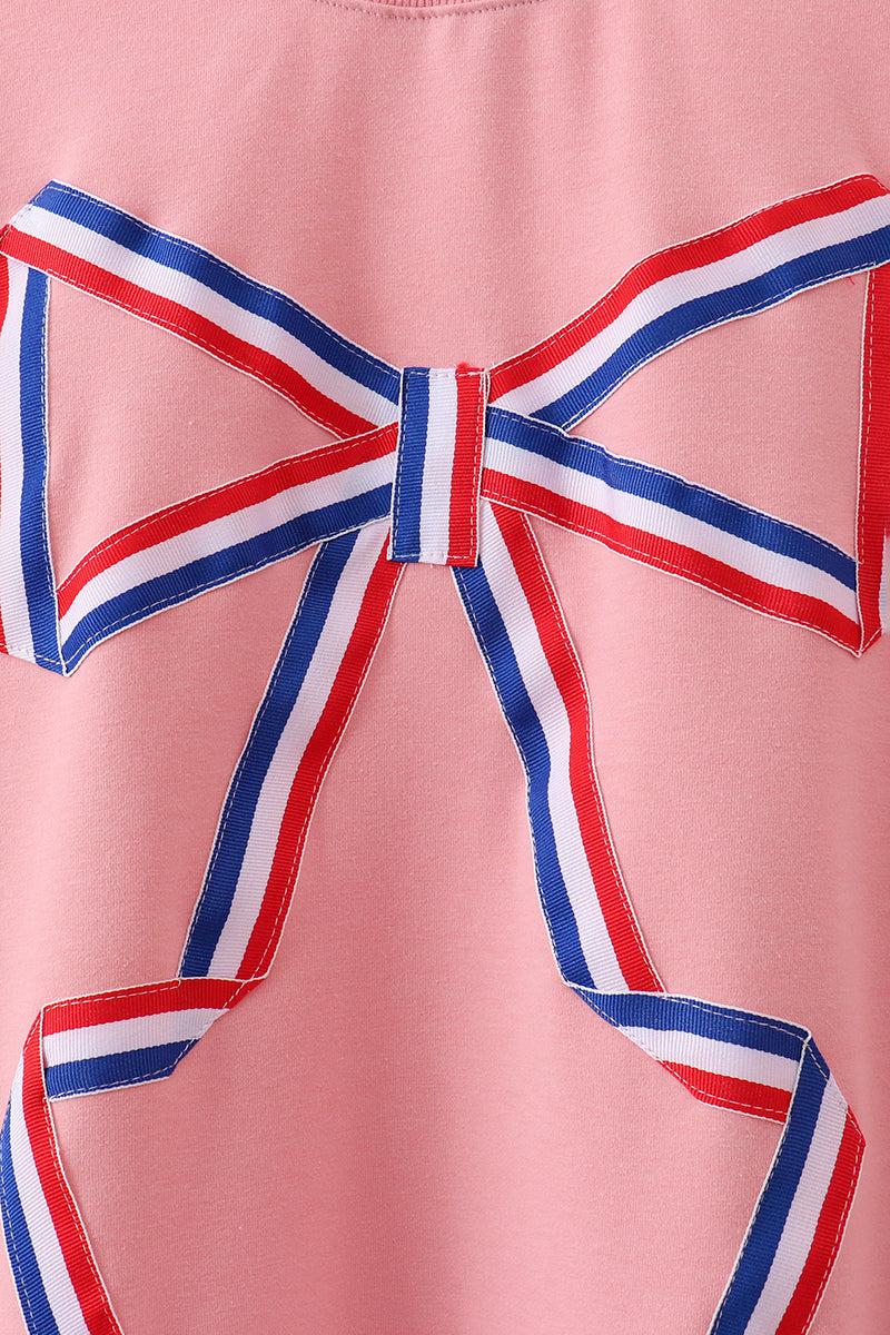 Peach hand-sewn bow mom&me sweatshirt