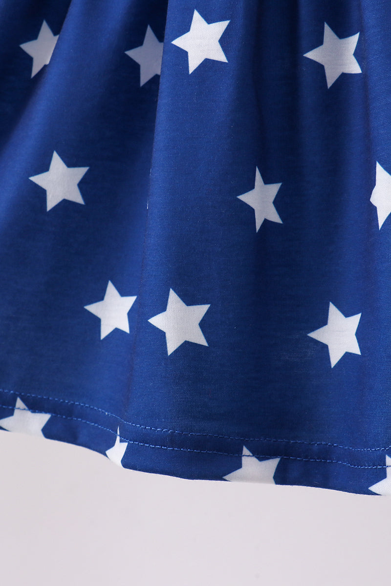 Blue star smocked ruffle shorts set