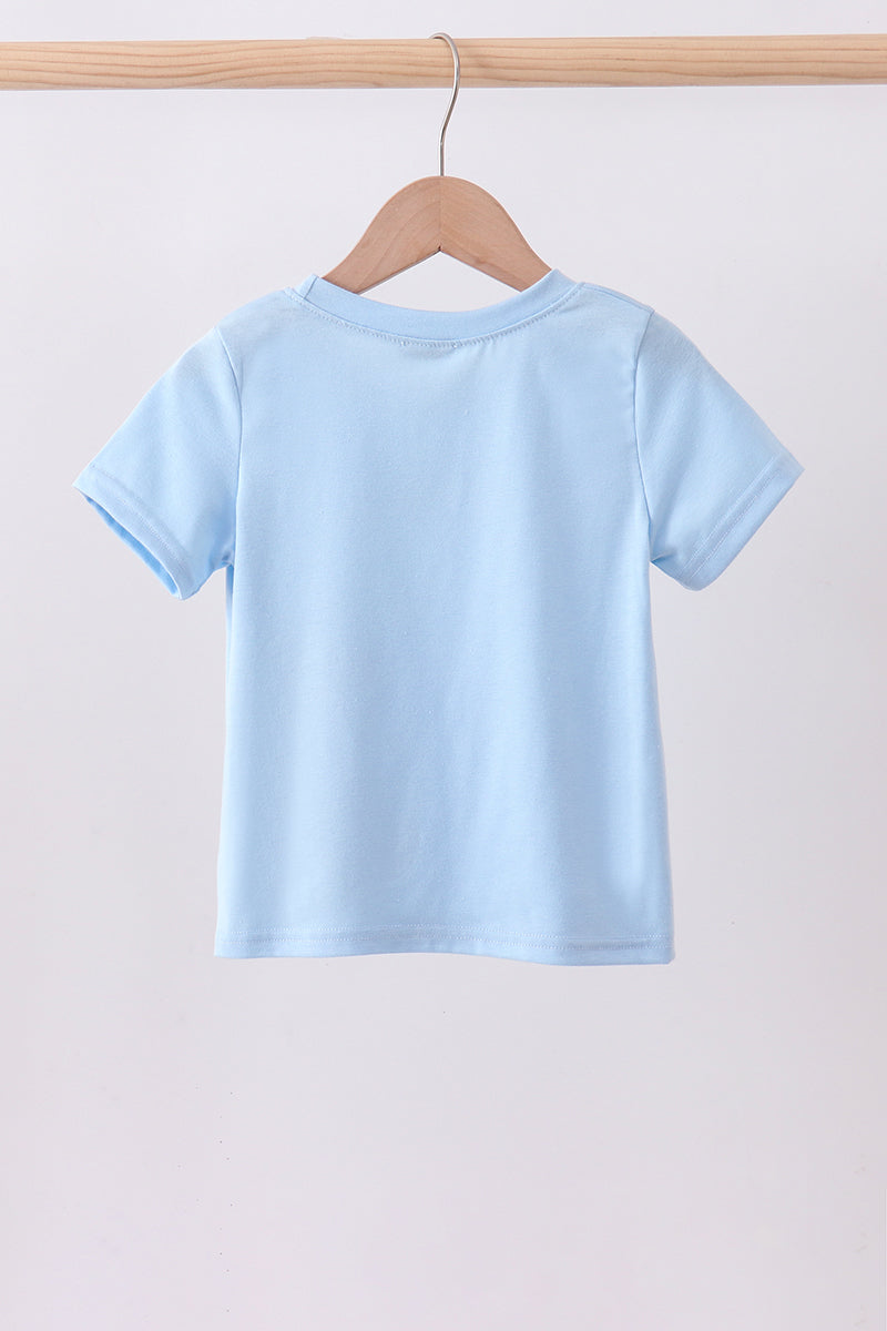 Blue puppy applique top
