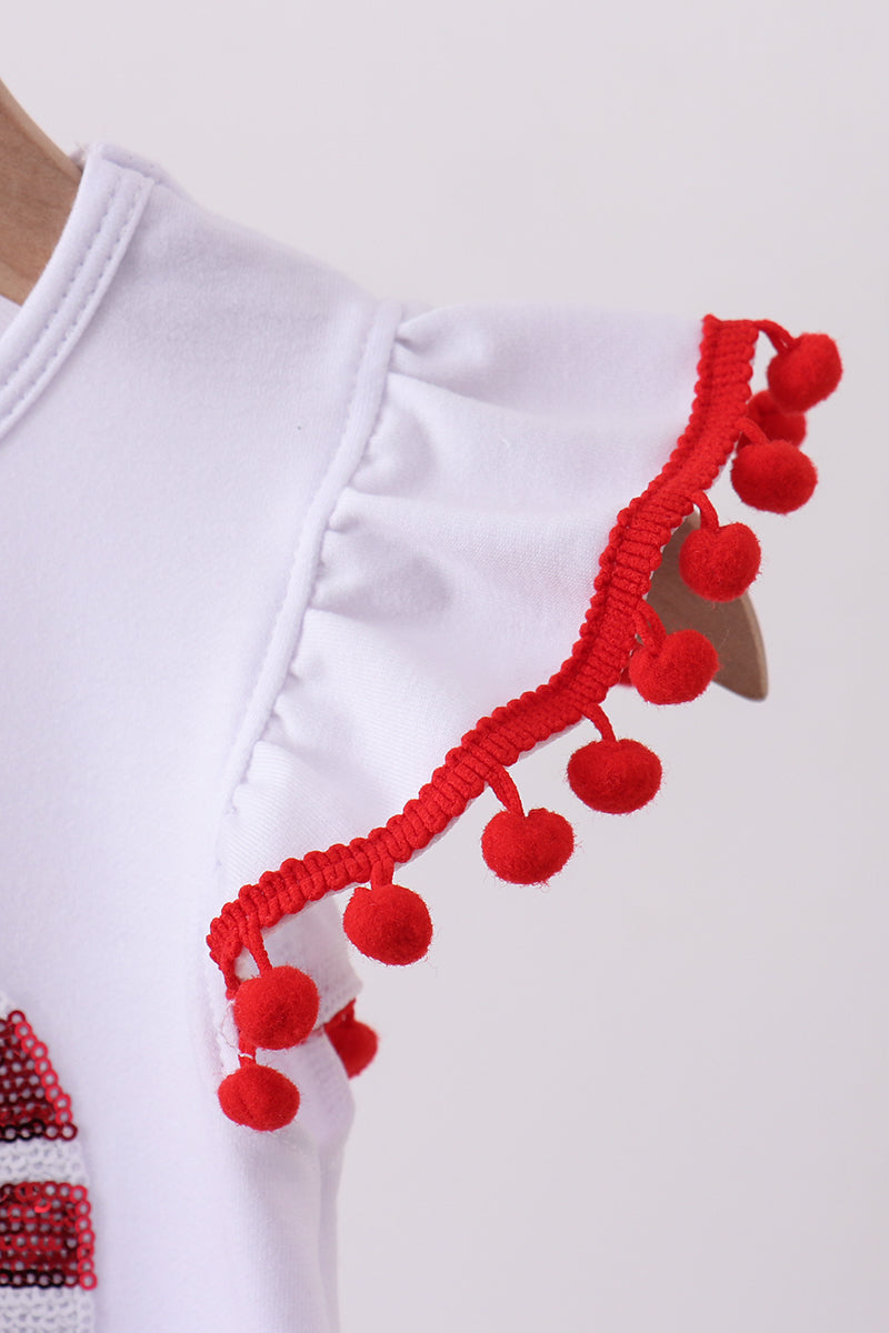 White bow sequin skort set
