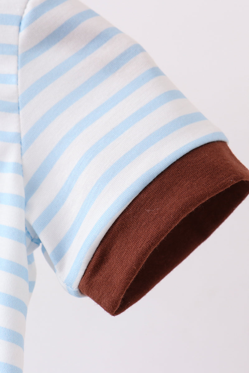 Blue Sports Ball Stripe Applique Bubble