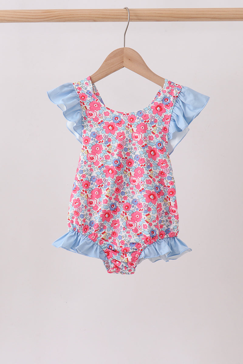 Pink Floral UPF Swim One-Piece