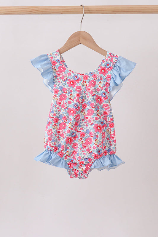 Pink Floral UPF Swim One-Piece