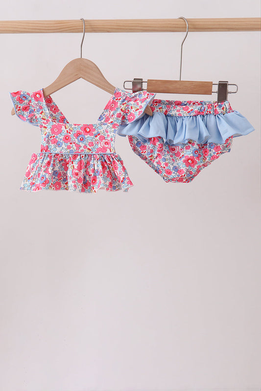 Pink Floral UPF Swim Set