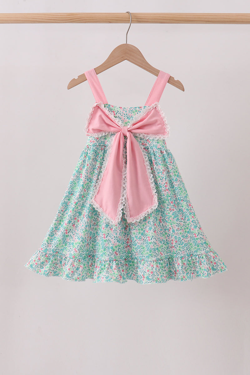Pink Bow Floral Dress