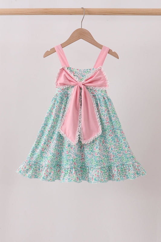 Pink Bow Floral Dress