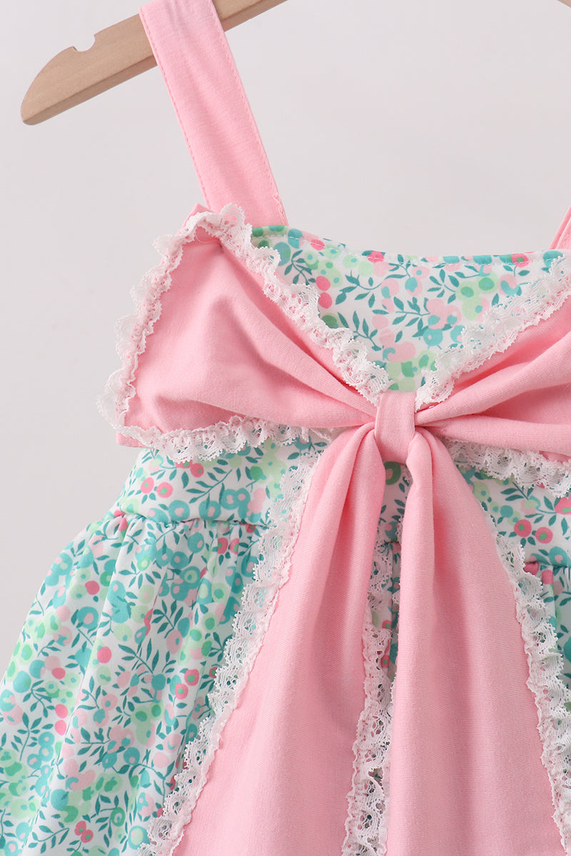 Pink Bow Floral Dress