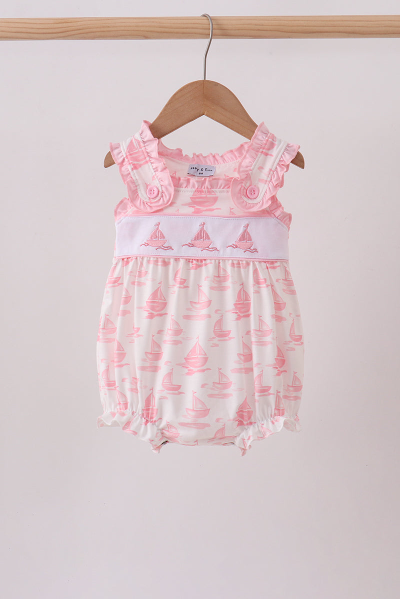Pink Sailboat Embroidered Bubble