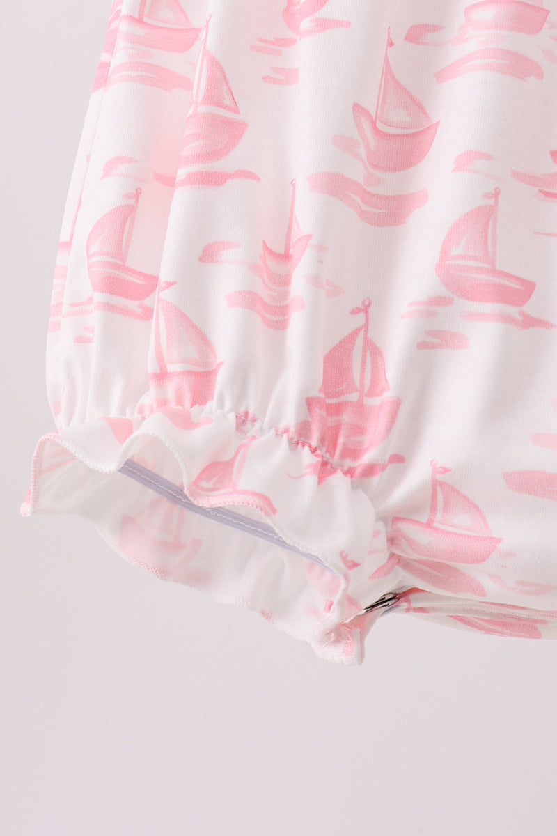 Pink Sailboat Embroidered Bubble