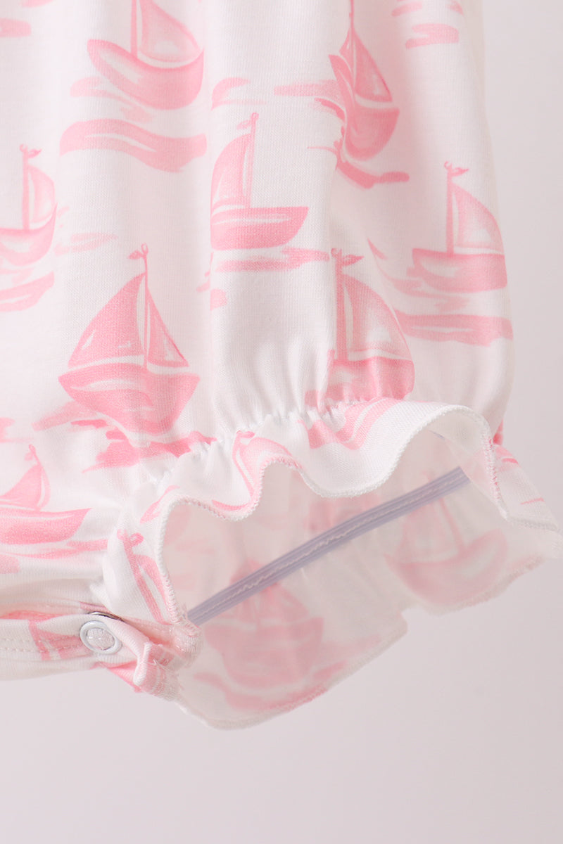 Pink Sailboat Embroidered Bubble