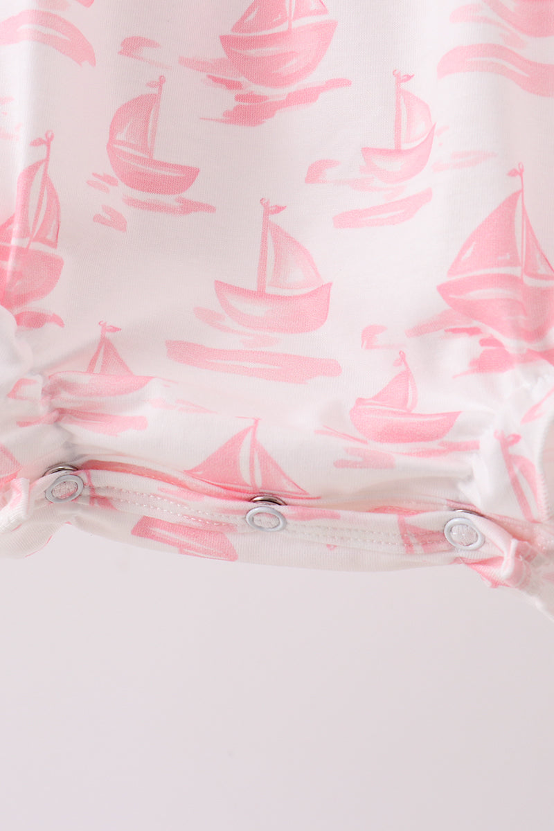 Pink Sailboat Embroidered Bubble