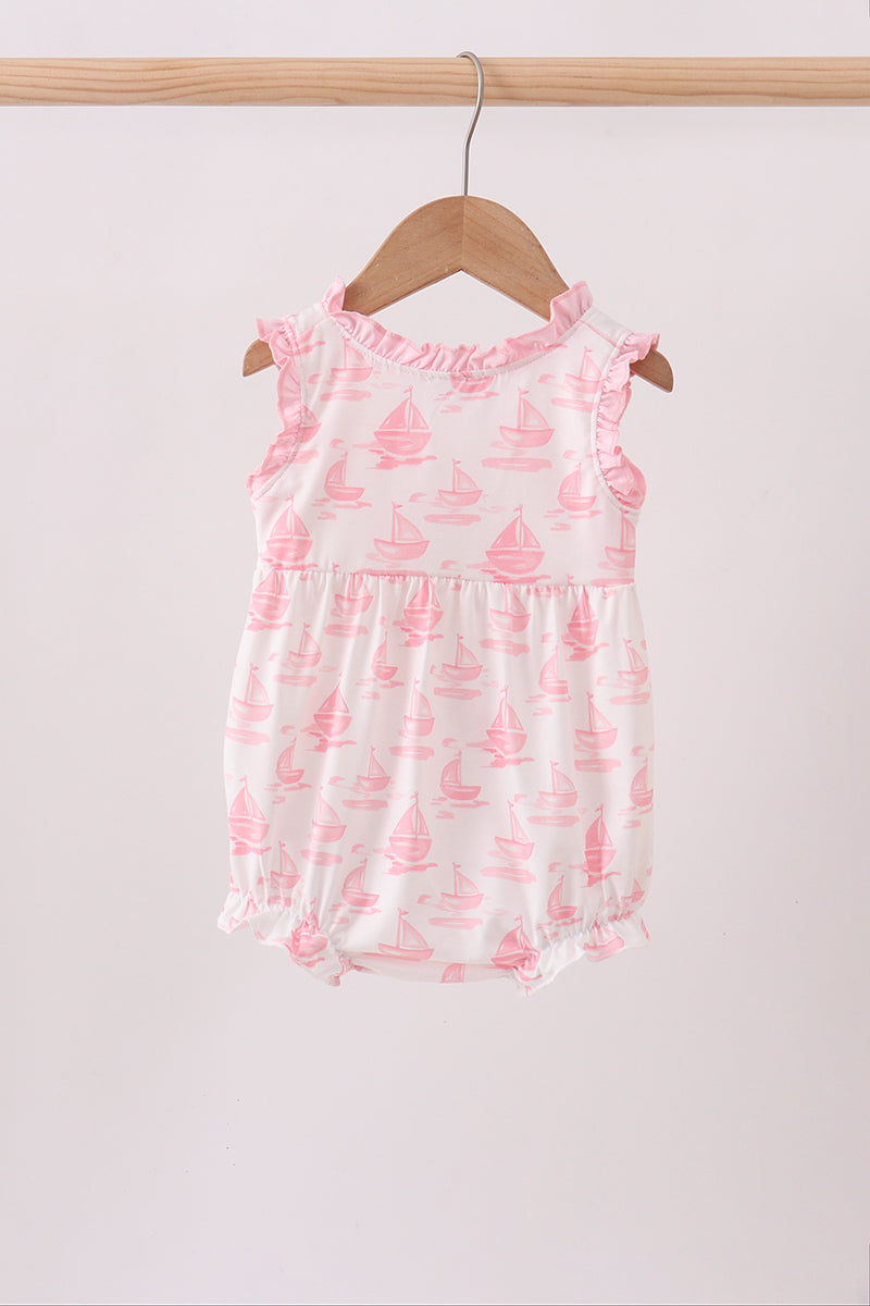 Pink Sailboat Embroidered Bubble