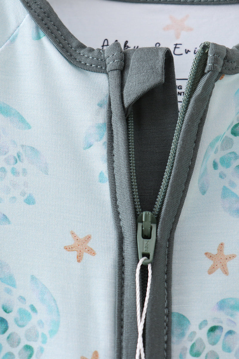 Blue Turtle Bamboo Romper