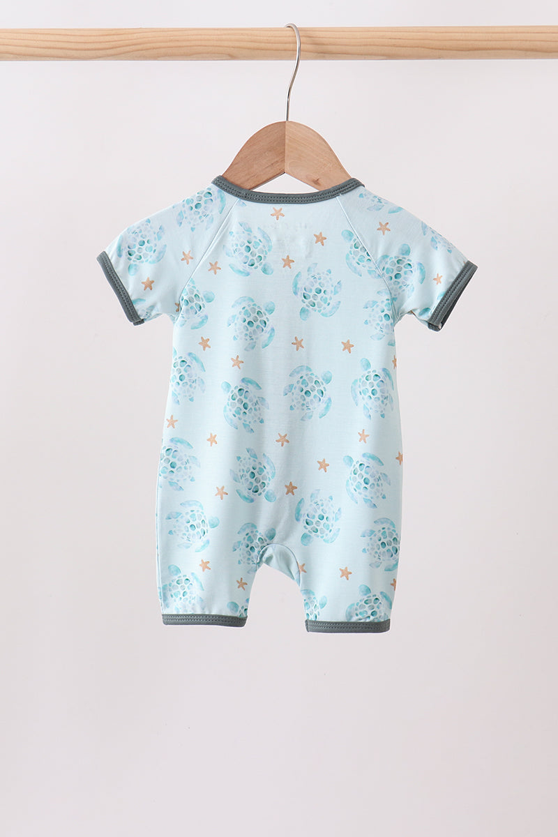 Blue Turtle Bamboo Romper
