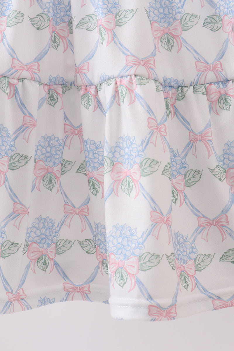 Blue Floral Ruffle Dress