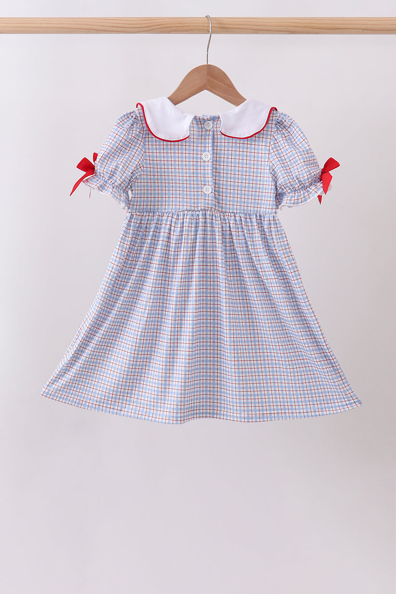 Blue Apple Smocked Plaid Dress