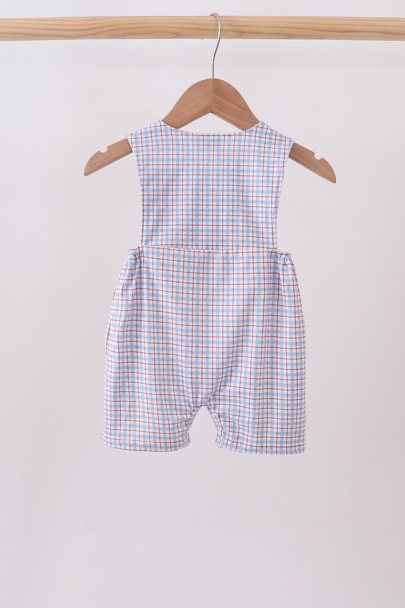 Blue Apple Embroidered Plaid Jon Jon