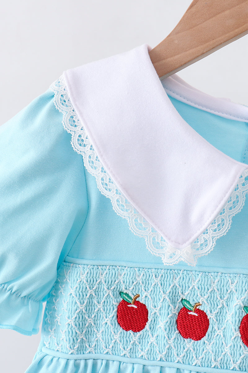 Blue Apple Smocked Lace Dress
