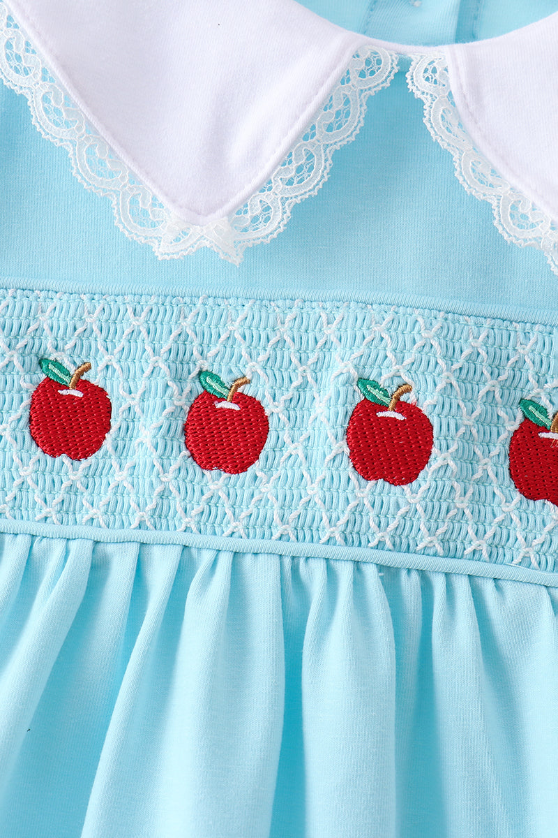 Blue Apple Smocked Lace Dress