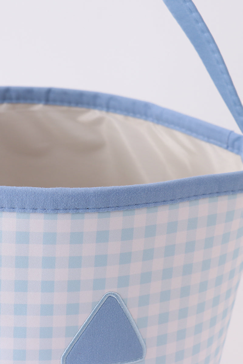 Blue Pumpkin Applique Gingham Basket