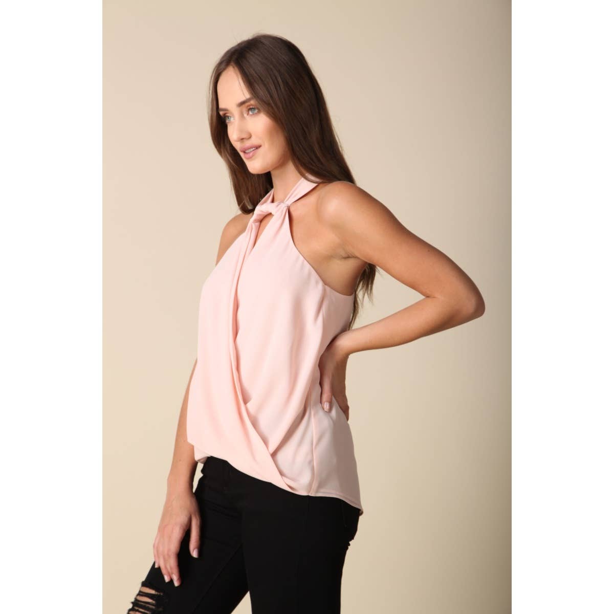 Twist Neck Surplice Top