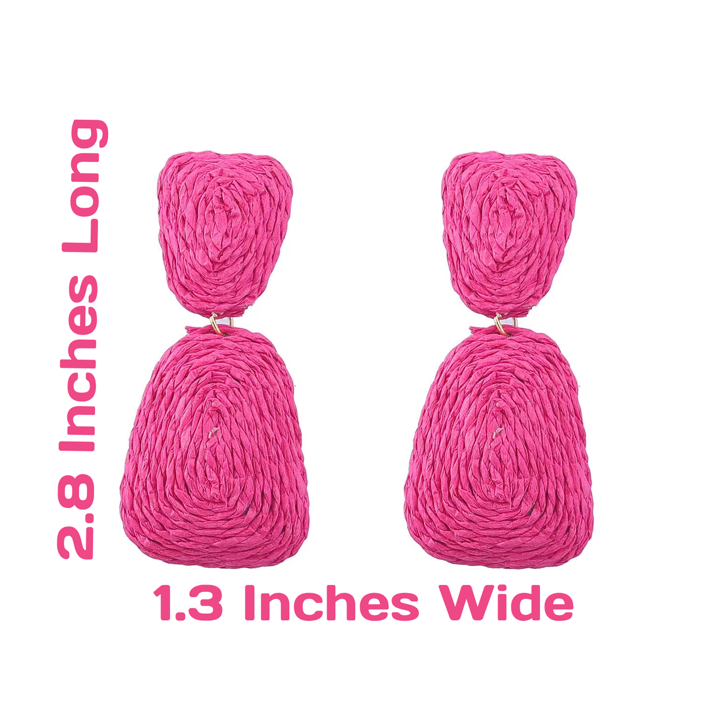 Rattan Pink or Yellow Square Style Summer/ Beach Earrings