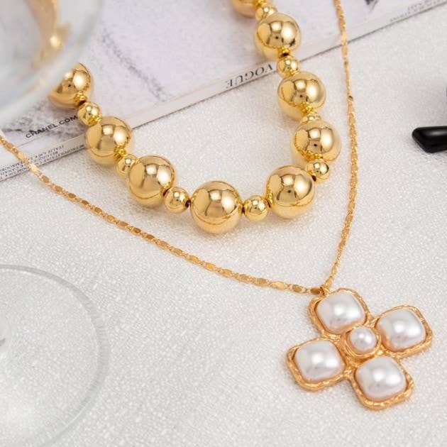 CROSS CHUNKY BALL CHAIN STATEMENT NECKLACE | 40NK9598