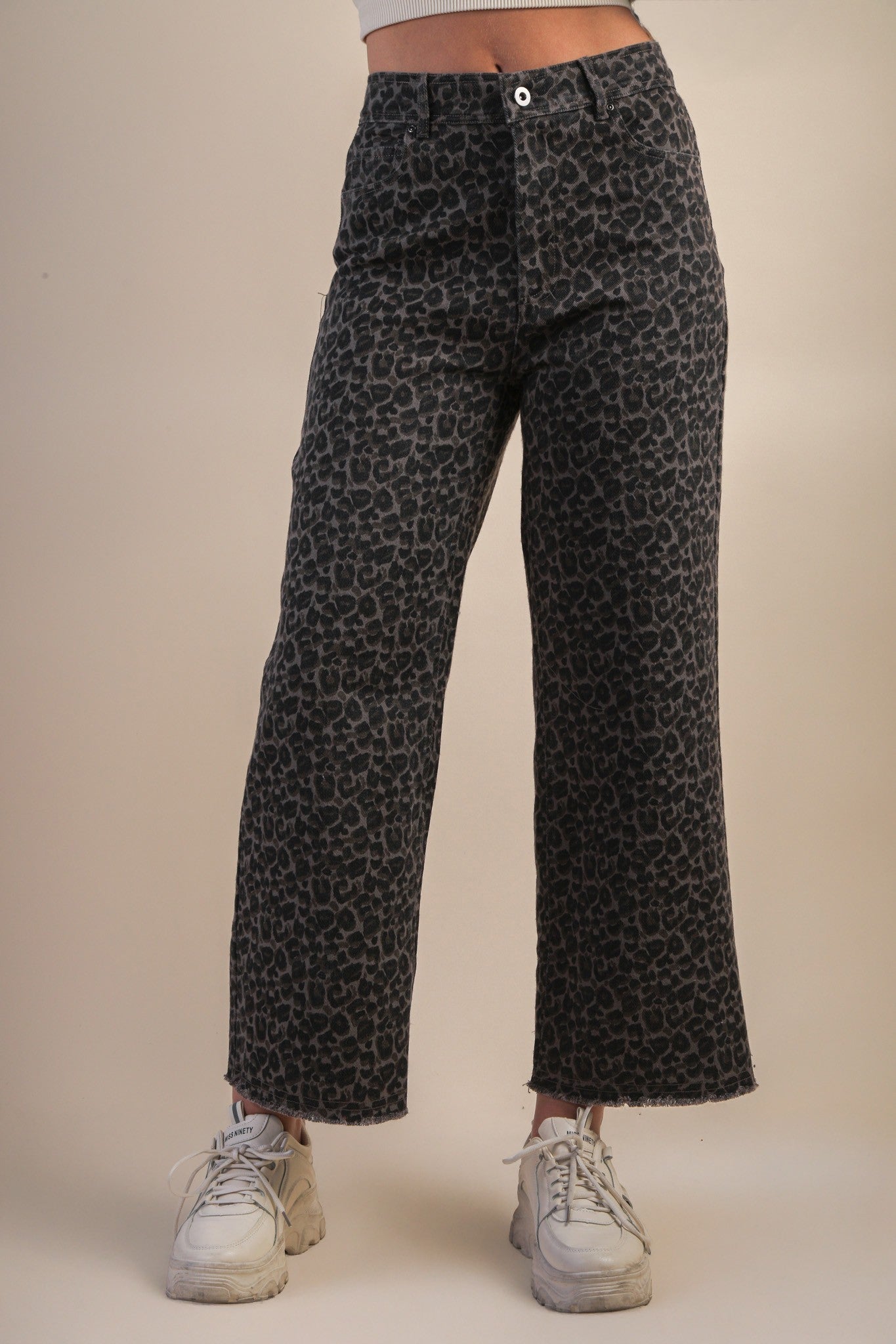 Leopard Printed Marine Straight Pants