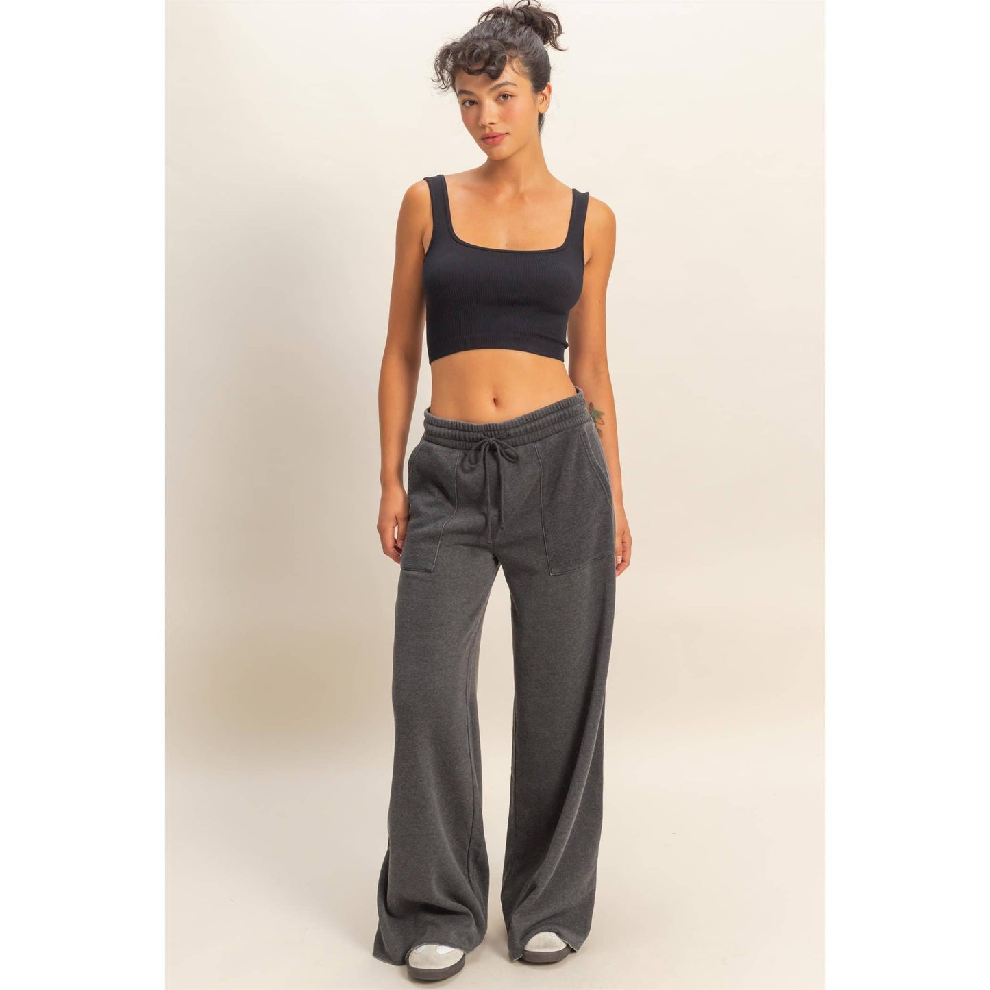 Burnout French Terry Wide-Leg Pants