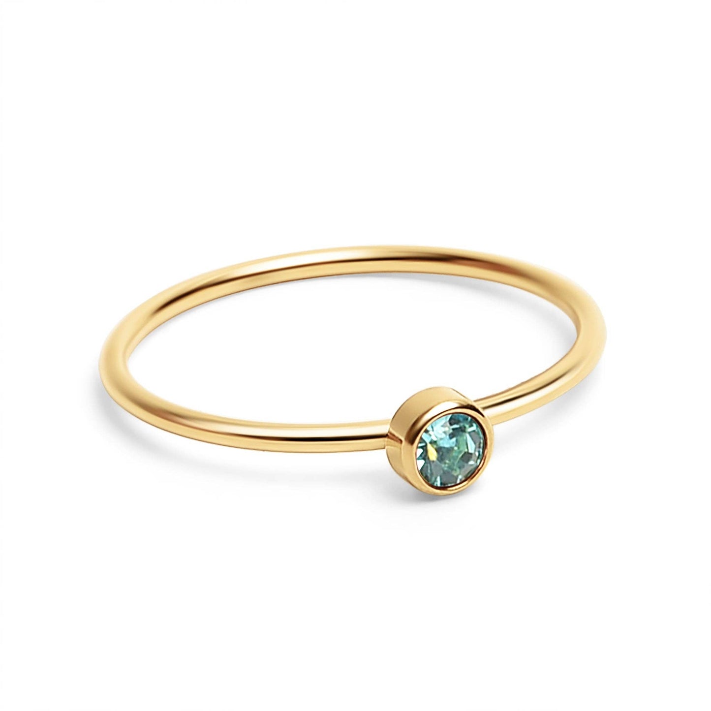 18K Gold PVD Stainless Steel Birthstone Stacking Ring