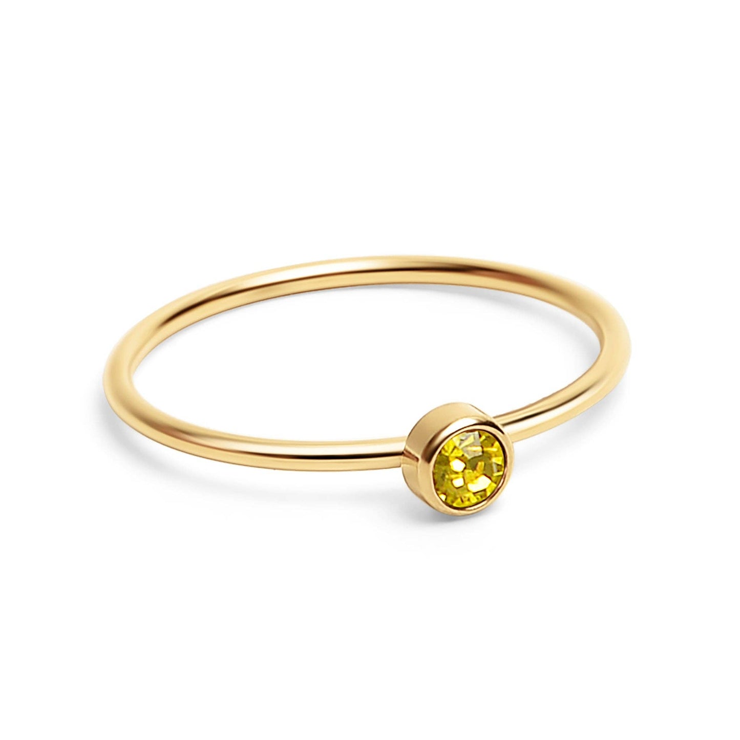 18K Gold PVD Stainless Steel Birthstone Stacking Ring