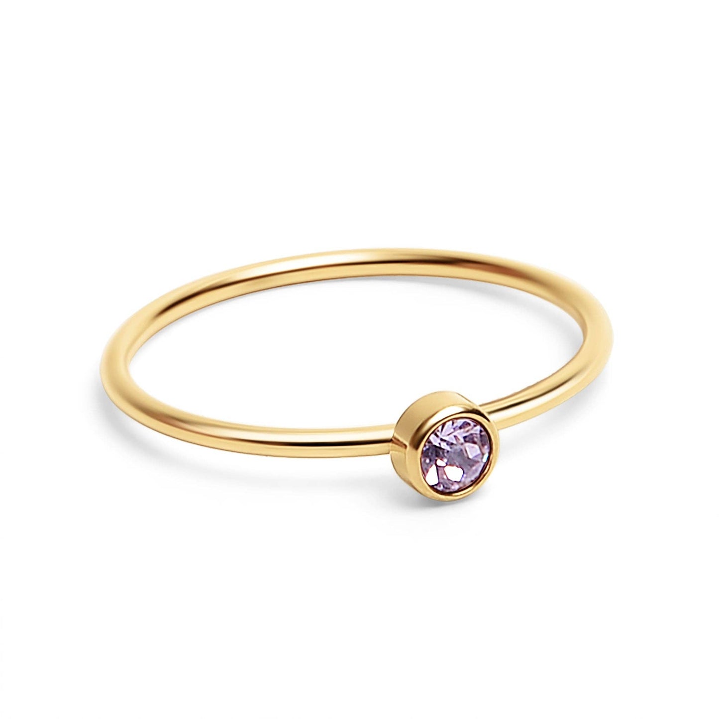 18K Gold PVD Stainless Steel Birthstone Stacking Ring