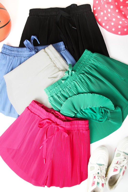 NP70754-Pleated Comfy Shorts with Pantie Lining