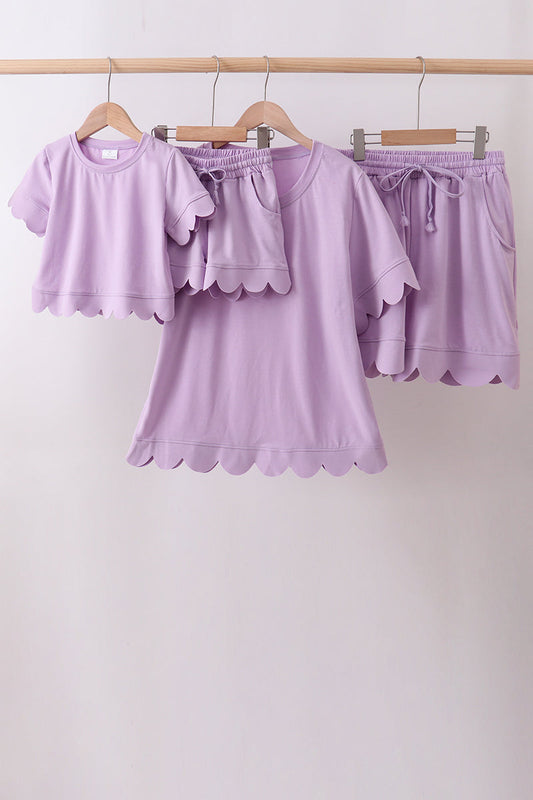 Lavender scalloped mom&me shorts set