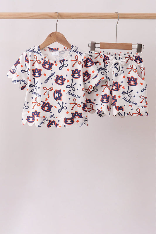 Auburn scalloped shorts set