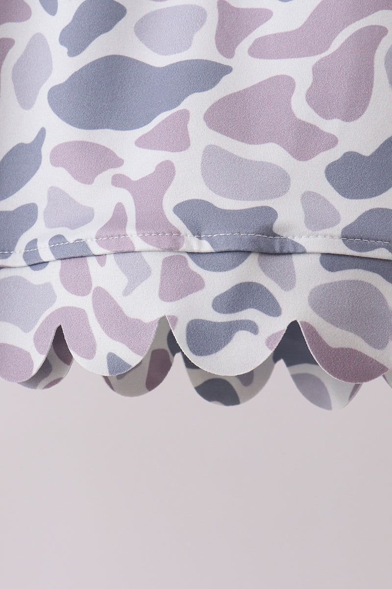 Camo Silky Scalloped Polo Set