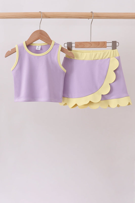 Lavender Performance Scalloped Skorts Set