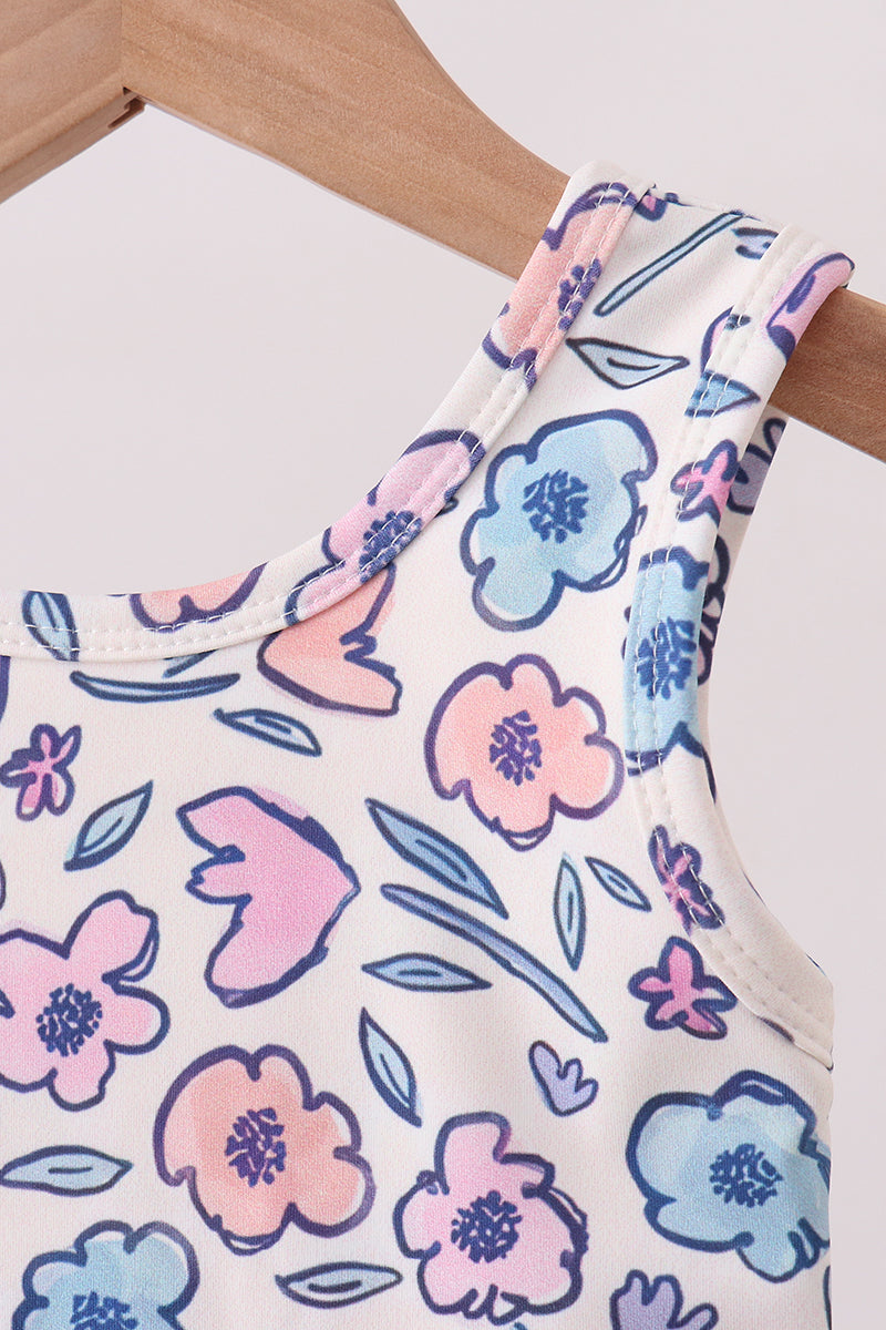 Floral Performance Scalloped Tank Dress